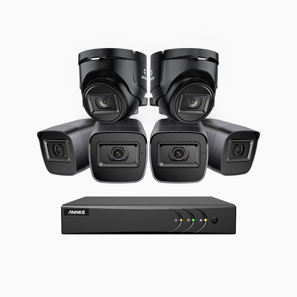 EL200 - 1080p 8 Channel Outdoor Wired Security CCTV System with 4 Bullet & 2 Turret Cameras, 3.6 MM Lens, Smart DVR with Human & Vehicle Detection, 66 ft Infrared Night Vision, 4-in-1 Output Signal, IP67