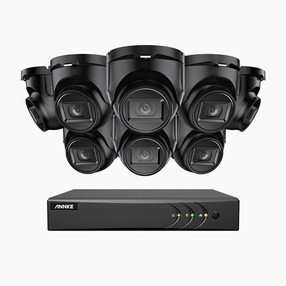 EL200 - 1080p 8 Channel Outdoor Wired Security CCTV System with 8 Cameras, 3.6 MM Lens, Smart DVR with Human & Vehicle Detection, 66 ft Infrared Night Vision, 4-in-1 Output Signal, IP67