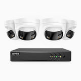 ACDK500 - 3K 8 Channel 4 Dual-Lens Cameras Wired Security System, 180° Panoramic View, Smart Dual Light Night Vision, Built-in Microphone, IP67