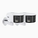 2-Pack FCD600 6MP UHD Dual-Lens Outdoor PoE Security Camera, 180° Panoramic View, Smart Dual Light Night Vision, Two-Way Audio, Active Siren & Alarm, Human & Vehicle Detection, IP67