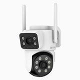 WCD220 - 4MP Dual-Lens Outdoor Wireless WiFi Security Camera, 355° Pan & 90° Tilt, 2.4 GHz Wi-Fi Connection, Human Motion Detection, Dual Light Night Vision, Active Siren Alarm, Two-Way Audio, Cloud & Max. 128 GB Local Storage, Works with Alexa