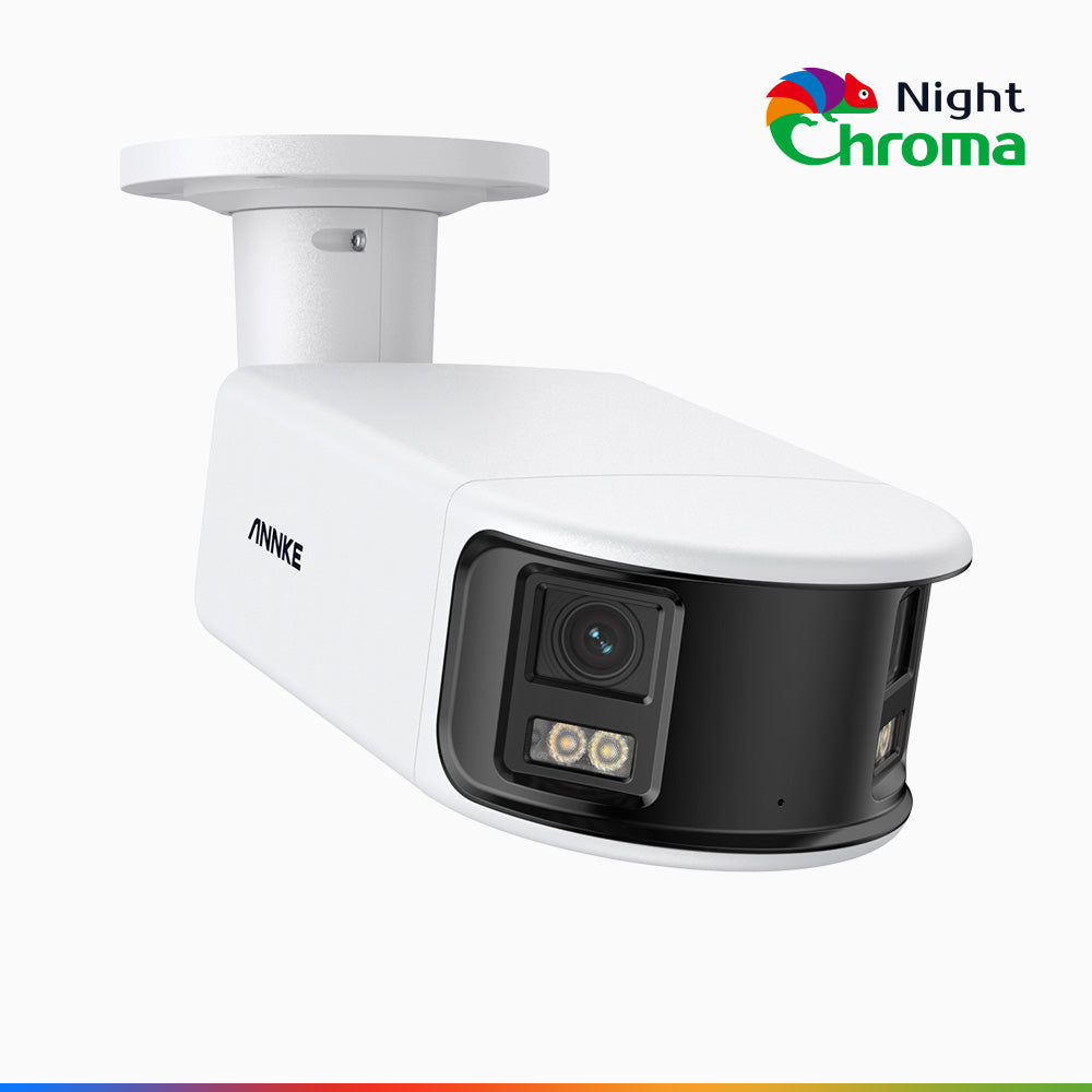 NightChroma<sup>TM</sup> NCD800 – 4K Outdoor Panoramic PoE Dual Lens Security Camera, f/1.0 Super Aperture (0.0005 Lux), Acme Color Night Vision, Active Siren and Strobe, Human & Vehicle Detection, Intelligent Behavior Analysis, Two-Way Audio