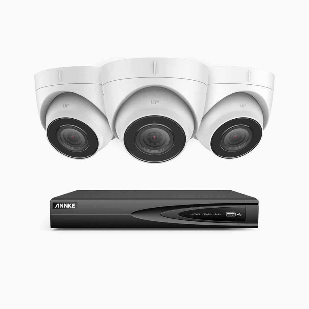 H500 - 3K 4 Channel 3 Cameras PoE Security System, EXIR 2.0 Night Vision, Built-in Mic & SD Card Slot, RTSP Supported ,IP67 Waterproof, RTSP Supported