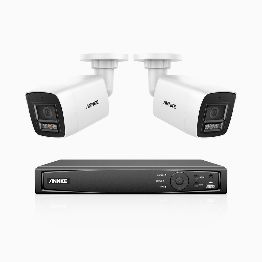 H800 - 4K 4 Channel 2 Cameras PoE Security System, Human & Vehicle Detection, Color & IR Night Vision, Built-in Mic, RTSP Supported