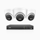 H800 - 4K 4 Channel 3 Cameras PoE Security System, Human & Vehicle Detection, Color & IR Night Vision, Built-in Mic, RTSP Supported