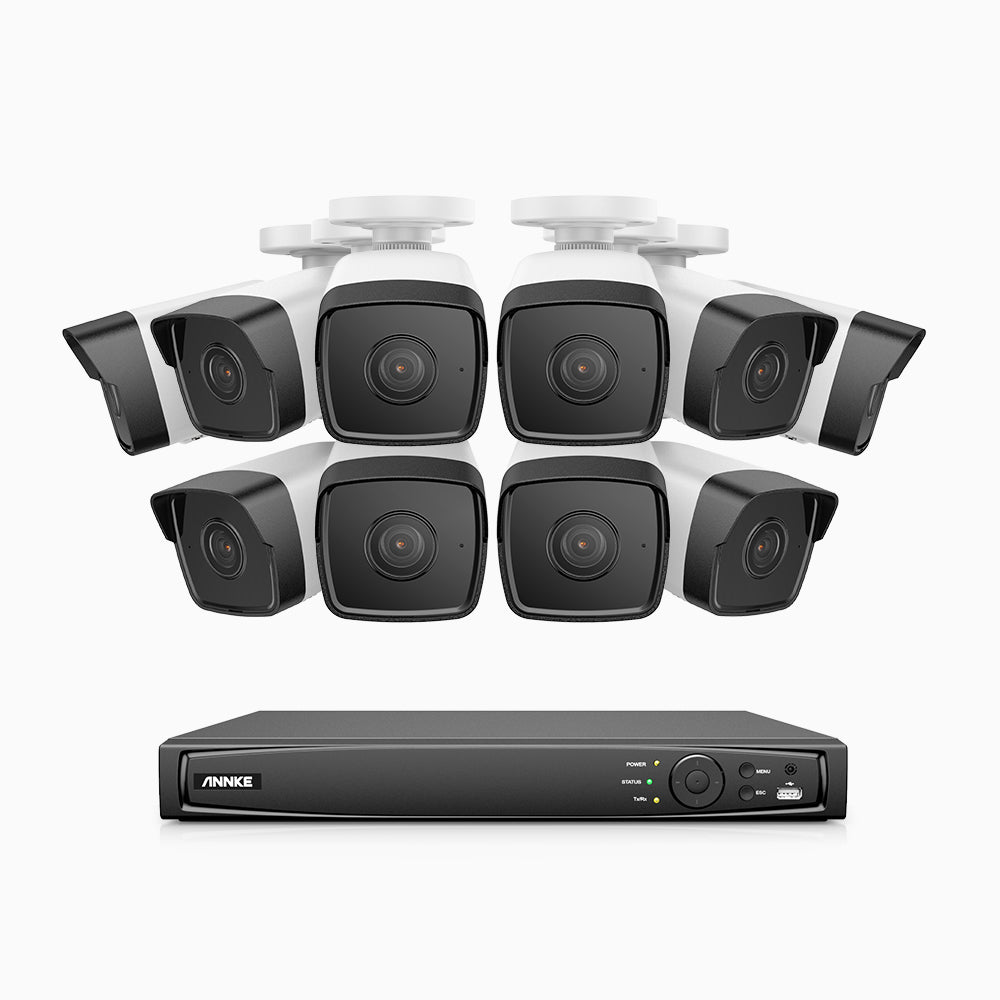 H500 - 3K 16 Channel 10 Cameras PoE Security System, EXIR 2.0 Night Vision, Built-in Mic & SD Card Slot,IP67 Waterproof, RTSP Supported, Works with Alexa