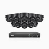 AH500 - 3K 16 Channel 12 Cameras PoE Security System, Color & IR Night Vision, 3072*1728 Resolution, f/1.6 Aperture (0.005 Lux), Human & Vehicle Detection, Built-in Microphone,IP67