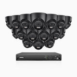 AH500 - 3K 16 Channel 16 Cameras PoE Security System, Color & IR Night Vision, 3072*1728 Resolution, f/1.6 Aperture (0.005 Lux), Human & Vehicle Detection, Built-in Microphone,IP67