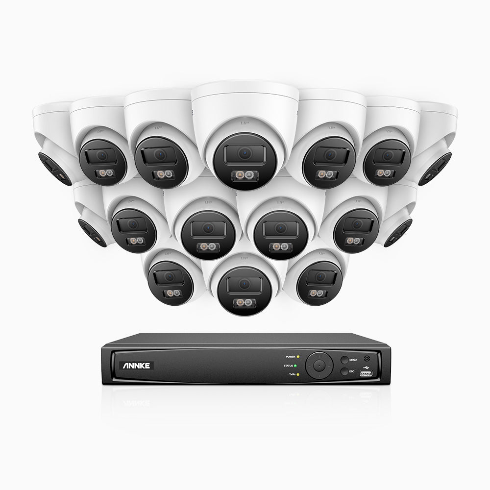 AH500 - 3K 16 Channel 16 Cameras PoE Security System, Color & IR Night Vision, 3072*1728 Resolution, f/1.6 Aperture (0.005 Lux), Human & Vehicle Detection, Built-in Microphone,IP67