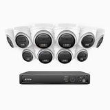 H500 - 3K 16 Channel 10 Cameras PoE Security System, Smart Dual Light Night Vision, 3072 × 1728 @ 20fps, Smart Human & Vehicle Detection, Built-in Microphone, IP67