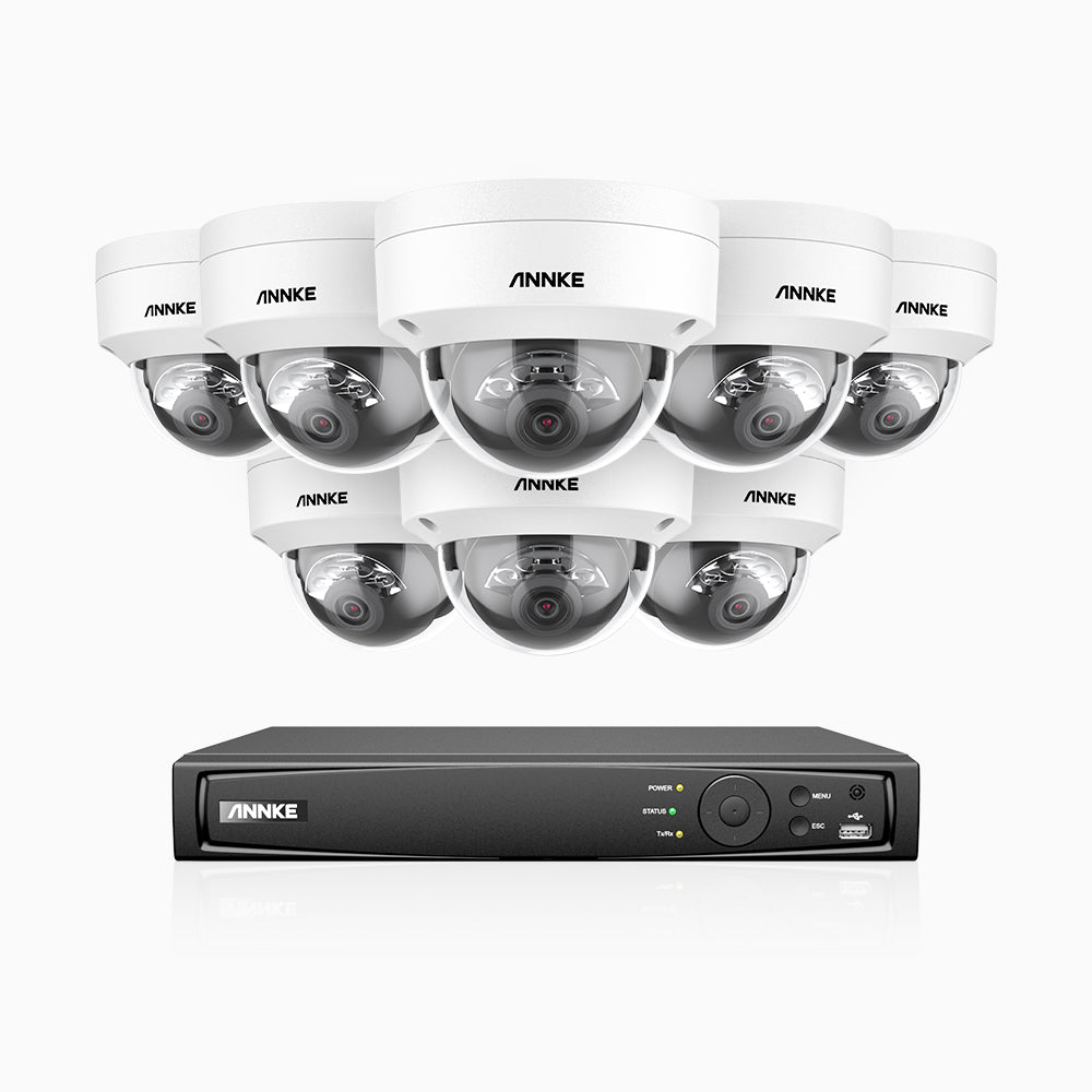 H1200 - 4K 12MP 16 Channel 8 Cameras PoE Security System, Color & IR Night Vision, Human & Vehicle Detection, H.265+, Built-in Microphone, Max. 512 GB Local Storage, IP67
