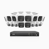 H800 - 4K 16 Channel PoE Security System with 10 Bullet & 6 Dome (IK10) Cameras, Vandal-Resistant, Human & Vehicle Detection, Color & IR Night Vision, Built-in Mic, RTSP Supported