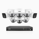 H800 - 4K 16 Channel PoE Security System with 2 Bullet & 6 Dome (IK10) Cameras, Vandal-Resistant, Human & Vehicle Detection, Color & IR Night Vision, Built-in Mic, RTSP Supported