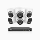 H800 - 4K 16 Channel PoE Security System with 2 Bullet & 4 Turret Cameras, Human & Vehicle Detection, Color & IR Night Vision, Built-in Mic, RTSP Supported