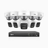 H800 - 4K 16 Channel PoE Security System with 5 Bullet & 5 Dome (IK10) Cameras, Vandal-Resistant, Human & Vehicle Detection, Color & IR Night Vision, Built-in Mic, RTSP & ONVIF Supported