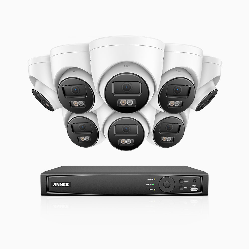 H800 - 4K 16 Channel 8 Cameras PoE Security System, Human & Vehicle Detection, Built-in Micphone, Color & IR Night Vision, RTSP Supported