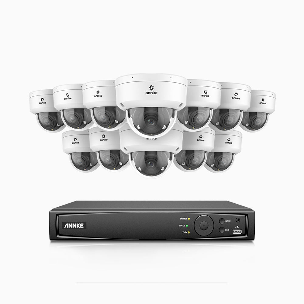 AZH800 - 4K 16 Channel 12 Cameras PoE Security System, 4X Optical Zoom, 2.8 - 12 MM Motorized Varifocal Lens, Smart Dual Light Night Vision, Motion Detection 2.0, Built-in Microphone, Siren & Strobe Alarm, Upgraded Version