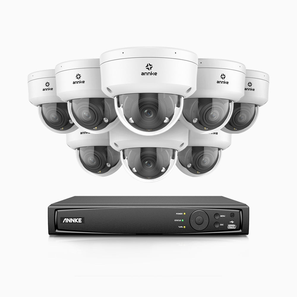 AZH800 - 4K 16 Channel 8 Cameras PoE Security System, 4X Optical Zoom, 2.8 - 12 MM Motorized Varifocal Lens, Smart Dual Light Night Vision, Motion Detection 2.0, Built-in Microphone, Siren & Strobe Alarm, Upgraded Version