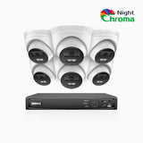 NightChroma<sup>TM</sup> NCK500 - 3K 8 Channel 6 Cameras PoE Security System, Acme Color Night Vision, f/1.0 Super Aperture, Active Alignment, Built-in Microphone, IP67