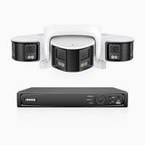 FDH600 - 8 Channel PoE Security System with 2 Bullet & 1 Turret Dual Lens Cameras, 6MP Resolution, 180° Ultra Wide Angle, f/1.2 Super Aperture, Built-in Microphone, Active Siren & Alarm, Human & Vehicle Detection