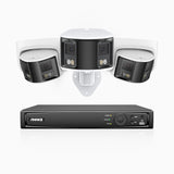 FDH600 - 8 Channel PoE Security System with 1 Bullet & 2 Turret Dual Lens Cameras, 6MP Resolution, 180° Ultra Wide Angle, f/1.2 Super Aperture, Built-in Microphone, Active Siren & Alarm, Human & Vehicle Detection