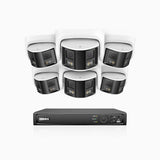 FDH600 - 8 Channel PoE Security System with 6 Dual Lens Cameras, 6MP Resolution, 180° Ultra Wide Angle, f/1.2 Super Aperture, Built-in Microphone, Active Siren & Alarm, Human & Vehicle Detection