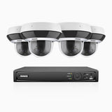 HCZ504 - 8 Channel 4 Cameras PTZ PoE Security System, 3K Super HD, 4X Optical Zoom, IK10 & IP67, 2.8-12 mm Lens, Intelligent Behavior Analysis, Color Night Vision & Anti-Fog