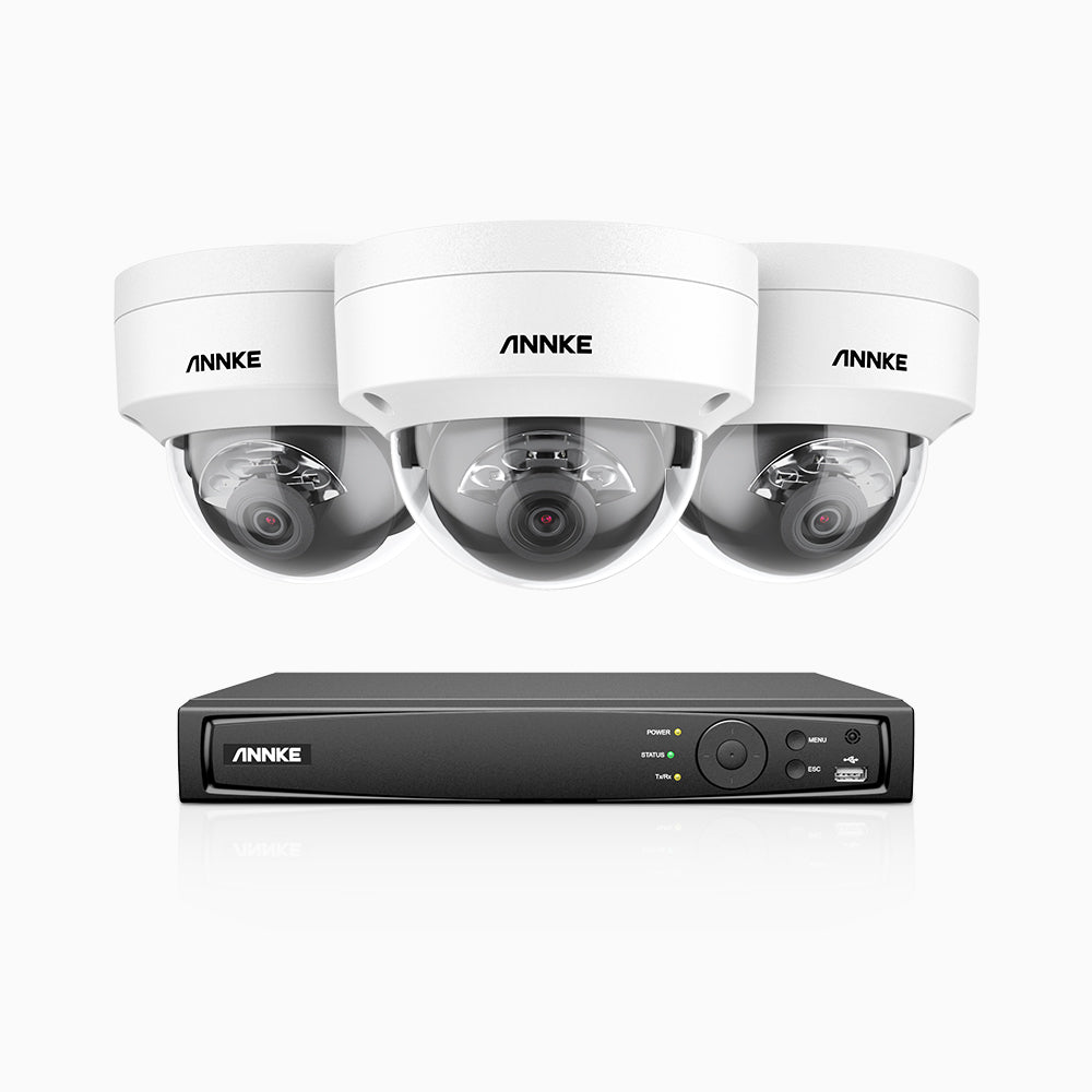 H800 - 4K 8 Channel 3 Cameras PoE Security System, Human & Vehicle Detection, Built-in Mic & SD Card Slot, Color & IR Night Vision, RTSP  Supported
