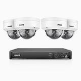 H1200 - 4K 12MP 8 Channel 4 Cameras PoE Security System, Color & IR Night Vision, Human & Vehicle Detection, H.265+, Built-in Microphone, Max. 512 GB Local Storage, IP67
