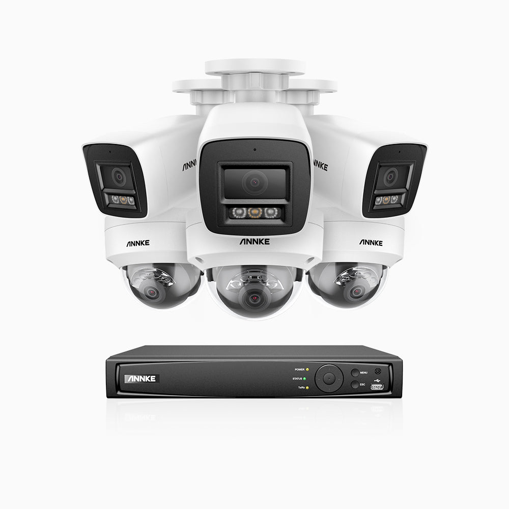 H800 - 4K 8 Channel PoE Security System with 3 Bullet & 3 Dome (IK10) Cameras, Vandal-Resistant, Human & Vehicle Detection, Built-in Mic, RTSP Supported