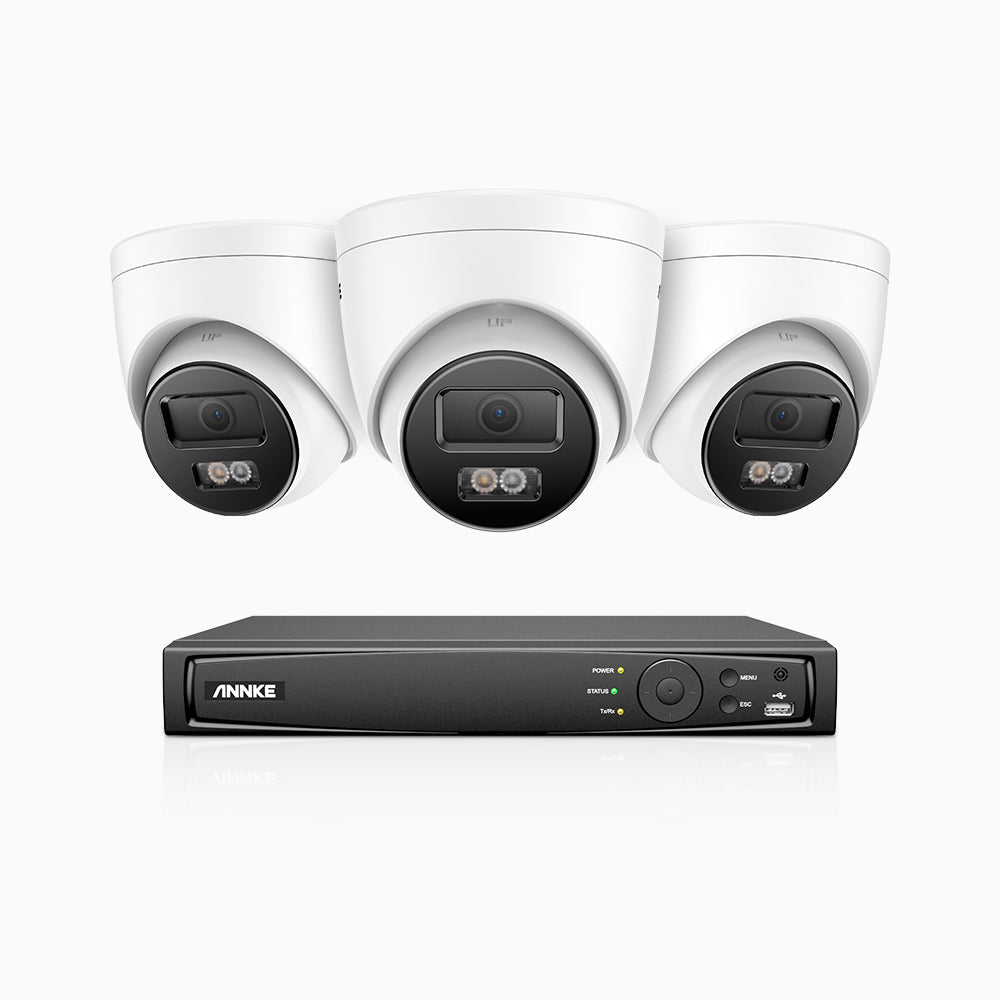 H800 - 4K 8 Channel 3 Cameras PoE Security System, Human & Vehicle Detection, Built-in Mic & SD Card Slot, Color & IR Night Vision, RTSP  Supported