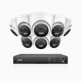 H1200 - 4K 12MP 8 Channel 8 Cameras PoE Security System, Color & IR Night Vision, Human & Vehicle Detection, H.265+, Built-in Microphone, Max. 512 GB Local Storage, IP67