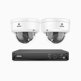 AZH800 - 4K 8 Channel 2 Cameras PoE Security System, 4X Optical Zoom, 2.8 - 12 MM Motorized Varifocal Lens, Smart Dual Light Night Vision, Motion Detection 2.0, Built-in Microphone, Siren & Strobe Alarm, Upgraded Version