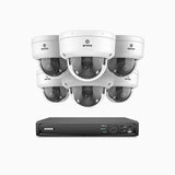 AZH800 - 4K 8 Channel 6 Cameras PoE Security System, 4X Optical Zoom, 2.8 - 12 MM Motorized Varifocal Lens, Smart Dual Light Night Vision, Motion Detection 2.0, Built-in Microphone, Siren & Strobe Alarm, Upgraded Version