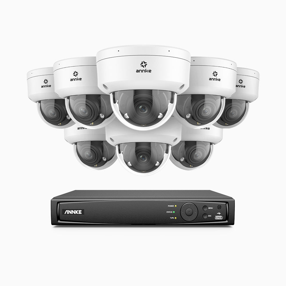 AZH800 - 4K 8 Channel 8 Cameras PoE Security System, 4X Optical Zoom, 2.8 - 12 MM Motorized Varifocal Lens, Smart Dual Light Night Vision, Motion Detection 2.0, Built-in Microphone, Siren & Strobe Alarm, Upgraded Version