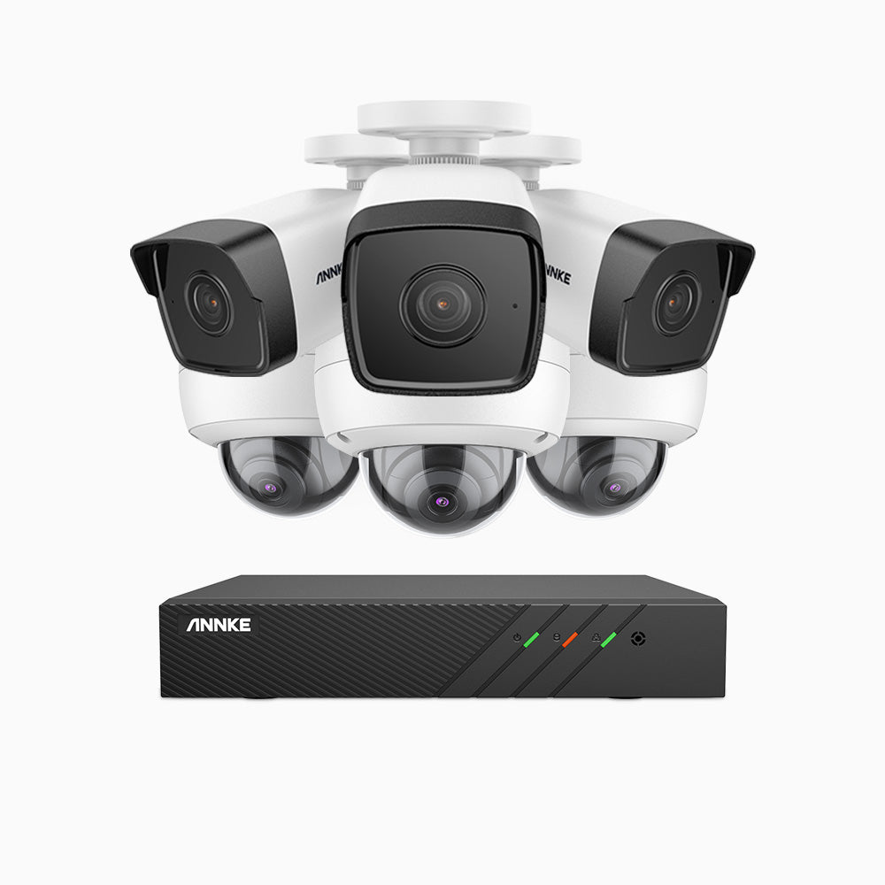 H500 - 3K 8 Channel PoE Security System with 3 Bullet & 3 Dome Cameras, EXIR 2.0 Night Vision, Built-in Mic & SD Card Slot, RTSP Supported, Works with Alexa ,IP67 Waterproof, RTSP Supported