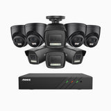 AH500 - 3K 8 Channel PoE Security System with 4 Bullet & 4 Turret Cameras, Color & IR Night Vision, 3072*1728 Resolution, f/1.6 Aperture (0.005 Lux), Human & Vehicle Detection, Built-in Microphone,IP67