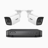 H800 - 4K 8 Channel 2 Cameras PoE Security System, Human & Vehicle Detection, Color & IR Night Vision, Built-in Mic, RTSP Supported