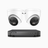 H800 - 4K 8 Channel 2 Cameras PoE Security System, Human & Vehicle Detection, Color & IR Night Vision, Built-in Mic, RTSP Supported