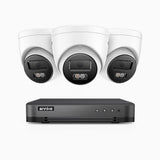 H800 - 4K 8 Channel 3 Cameras PoE Security System, Human & Vehicle Detection, Built-in Mic & SD Card Slot, Color & IR Night Vision, RTSP  Supported
