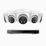 AH800 - 4K 8 Channel 5 Cameras PoE Security System, 1/1.8'' BSI Sensor, f/1.6 Aperture (0.003 Lux), Siren & Strobe Alarm,Two-Way Audio, Human & Vehicle Detection,  Perimeter Protection, Works with Alexa