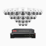 H1200 - 4K 12MP 32 Channel 24 Cameras PoE Security System, Color & IR Night Vision, Human & Vehicle Detection, H.265+, Built-in Microphone, Max. 512 GB Local Storage, IP67