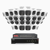 H800 - 4K 32 Channel PoE Security System with 16 Bullet & 16 Turret Cameras, Human & Vehicle Detection, Color & IR Night Vision, Built-in Mic, RTSP Supported, 16-Port PoE Switch Included