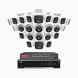 H800 - 4K 32 Channel PoE Security System with 16 Bullet & 8 Turret Cameras, Human & Vehicle Detection, Color & IR Night Vision, Built-in Mic, RTSP Supported, 16-Port PoE Switch Included