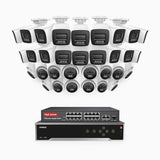 H800 - 4K 32 Channel PoE Security System with 18 Bullet & 14 Turret Cameras, Human & Vehicle Detection, Color & IR Night Vision, Built-in Mic, RTSP Supported, 16-Port PoE Switch Included