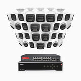 H800 - 4K 32 Channel PoE Security System with 24 Bullet & 8 Turret Cameras, Human & Vehicle Detection, Color & IR Night Vision, Built-in Mic, RTSP Supported, 16-Port PoE Switch Included