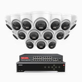 H1200 - 4K 12MP 32 Channel 16 Cameras PoE Security System, Color & IR Night Vision, Human & Vehicle Detection, H.265+, Built-in Microphone, Max. 512 GB Local Storage, IP67