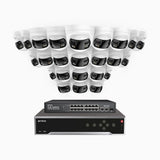 FDH800, 4K 32CH PoE Security System with 24 Seamless 180° Dual-Lens Cameras, 77° Vertical FOV for Superior Panoramic Coverage, Smart Color Night Vision & Active Deterrence, Two-Way Audio