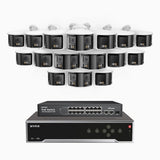 FDH800, 4K 32CH PoE Security System with 16 Seamless 180° Dual-Lens Cameras, 77° Vertical FOV for Superior Panoramic Coverage, Smart Color Night Vision & Active Deterrence, Two-Way Audio