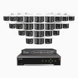 FDH800, 4K 32CH PoE Security System with 24 Seamless 180° Dual-Lens Cameras, 77° Vertical FOV for Superior Panoramic Coverage, Smart Color Night Vision & Active Deterrence, Two-Way Audio